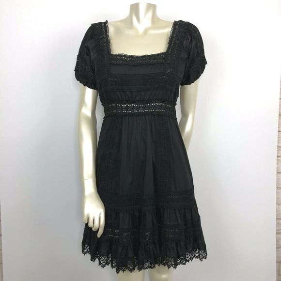 Victoria's Secret Dresses & Skirts - Victoria's Secret Black Dress Puff Sleeve W Lace 8